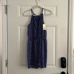Blue polka dot romper